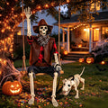 36" Cowboy Skeleton & Dog Halloween Decoration