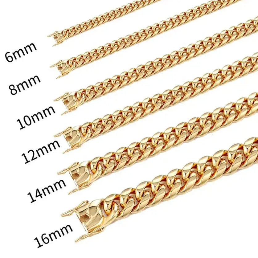 High Polished Gold Color Stainless Steel  Cuban