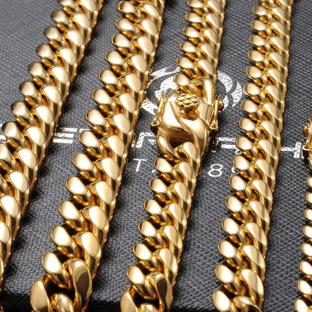 High Polished Gold Color Stainless Steel  Cuban
