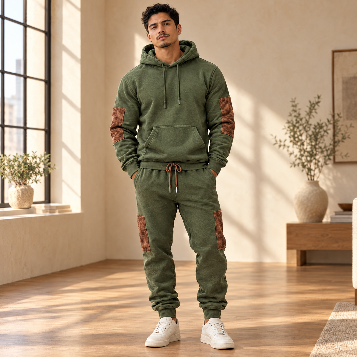 Men's hoodie & jogger set in Army Green