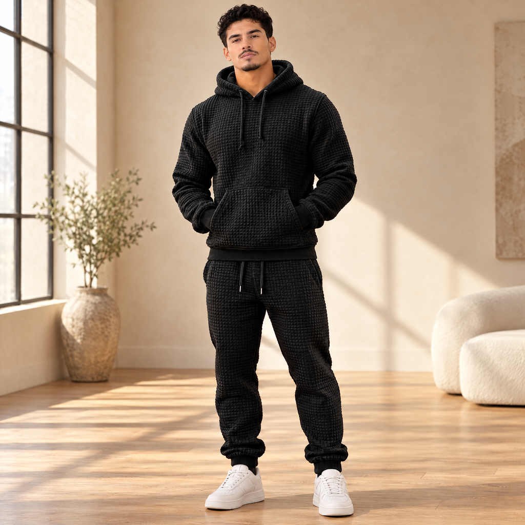 Men's hoodie & jogger set in Solid Black
