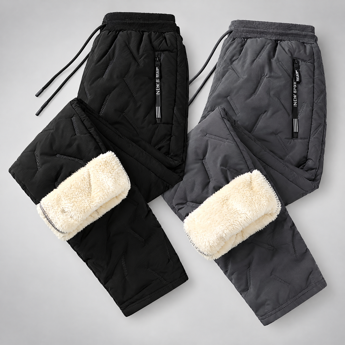2-pack fleece-lined winter pants – Black + Gray