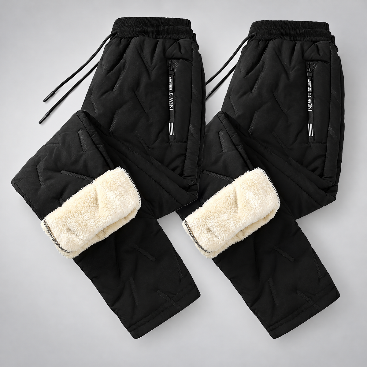 2-pack fleece-lined winter pants – Black + Black