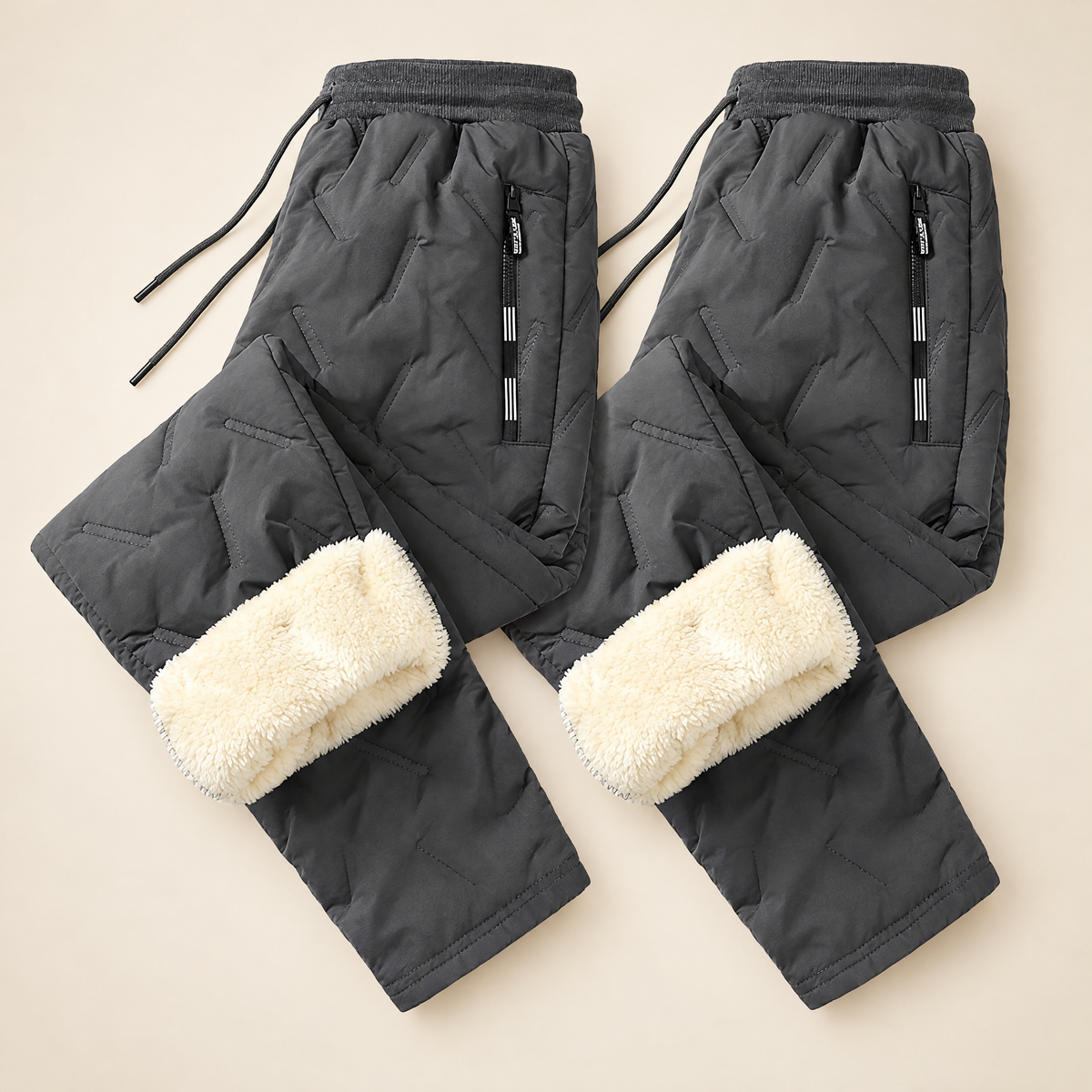 2-pack fleece-lined winter pants – Gray + Gray